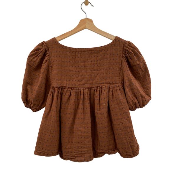 things between orange puff sleeve square neck blouse - Picture 3 of 4